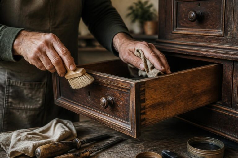 Rénover un meuble ancien sans le dénaturer : nettoyer, réparer et choisir la bonne finition