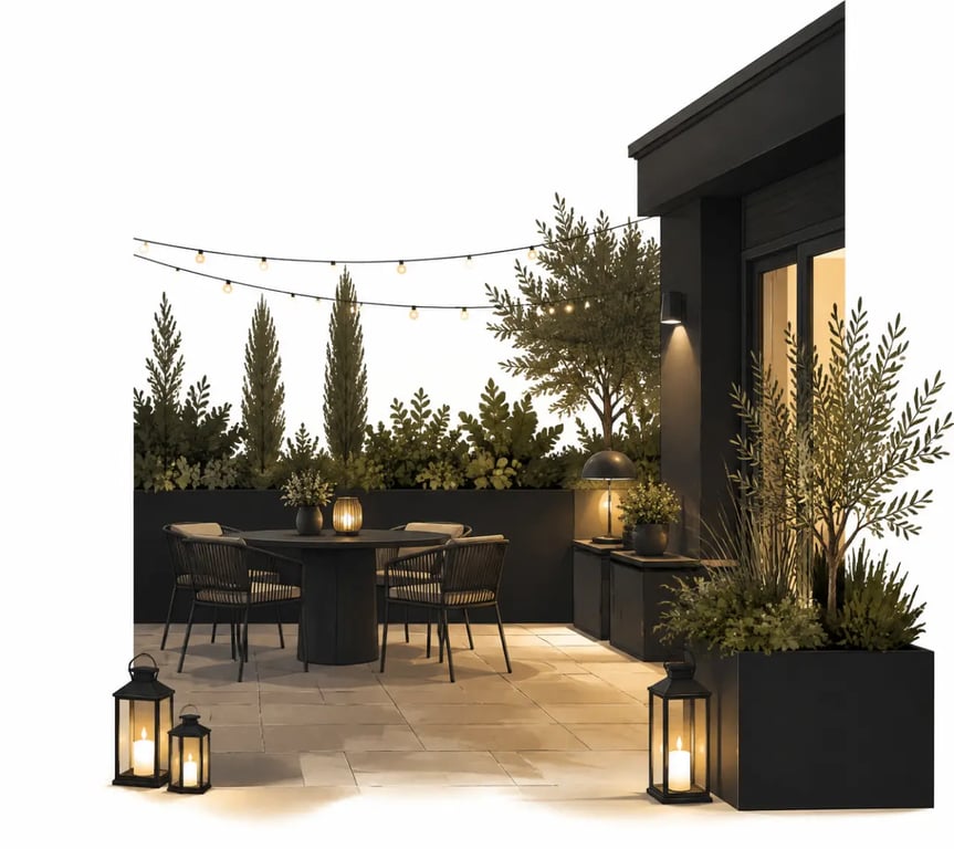Comment aménager une terrasse conviviale pour les beaux jours : éclairage doux, plantes et ambiance chaleureuse le soir