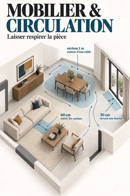 Infographie pour comprendre comment choisir le mobilier idéal et préserver les distances de circulation