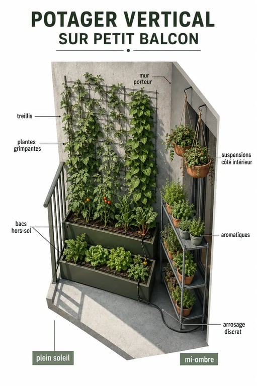 Aménager un potager urbain sur sa terrasse ou balcon avec bacs verticaux et plantes adaptées à l’exposition
