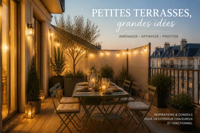 Terrasse conviviale : ombre, lumière et mobilier sans perdre d’espace